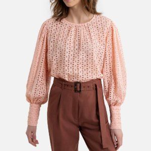 La Redoute Broderie Anglaise Blouse with Long Sleeves